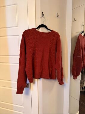 GAP Rust Cable-Knit Crewneck Sweater